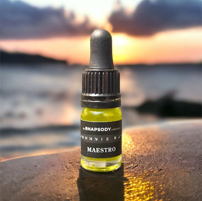 5mL bottle of The Rhapsody Collection Maestro Signature Blend Beard Oil from Johnnie Ray 