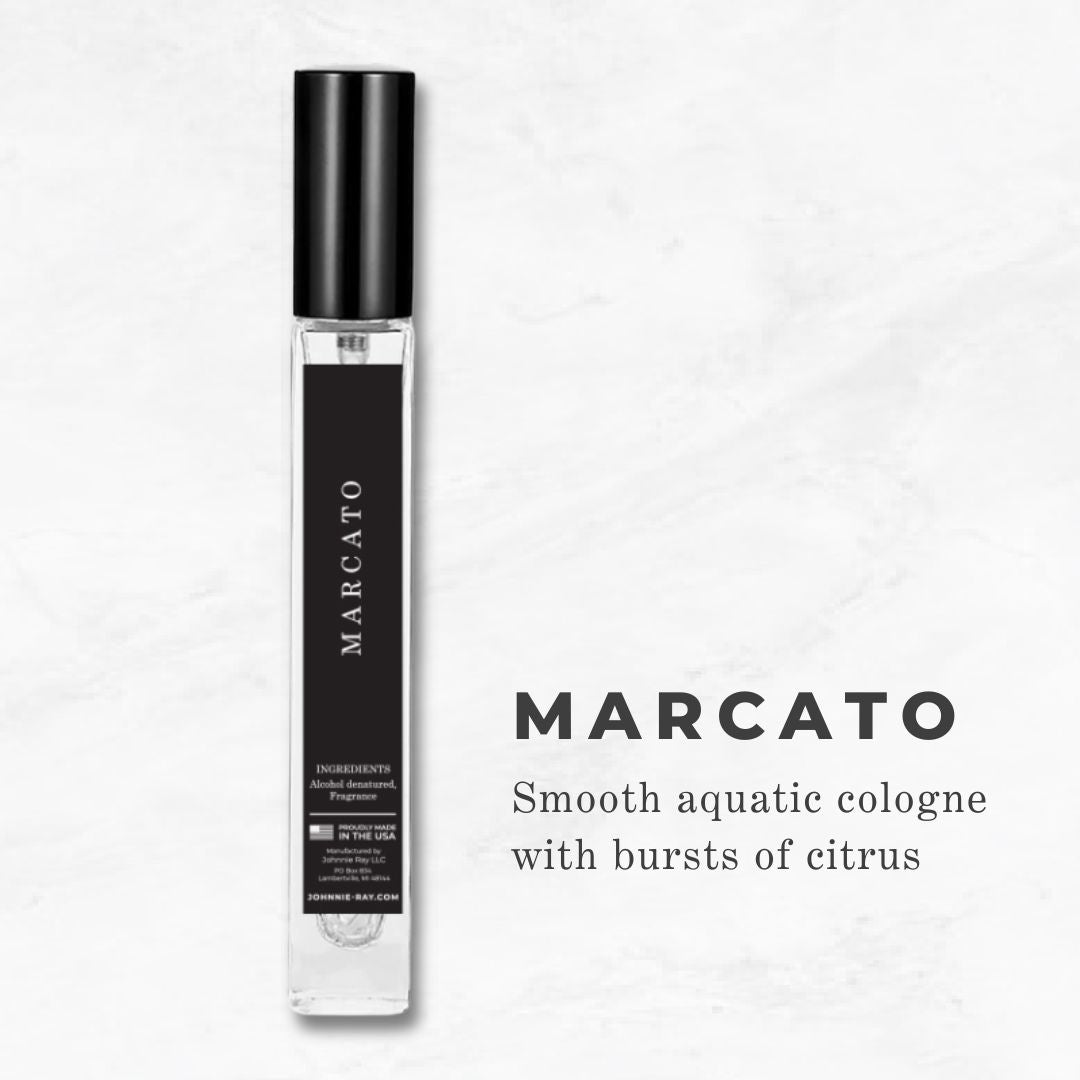 Marcato: A smooth aquatic cologne with bursts of citrus.