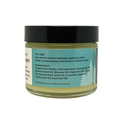 Jar of grooming product with label on a white background