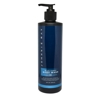 Johnnie Ray Blue Tansy Body Wash bottle on a white background
