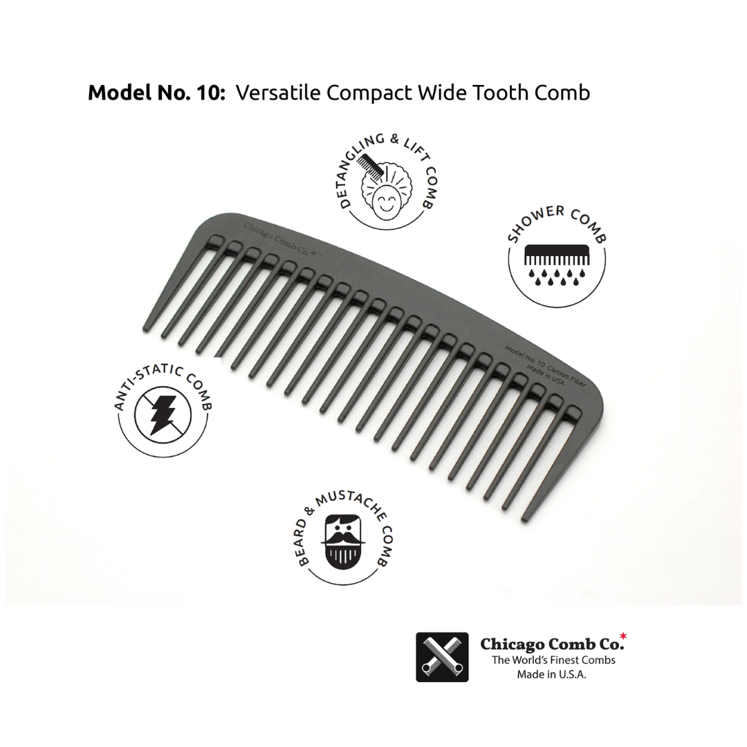 Chicago Comb No 10 against a white background with benefits listed