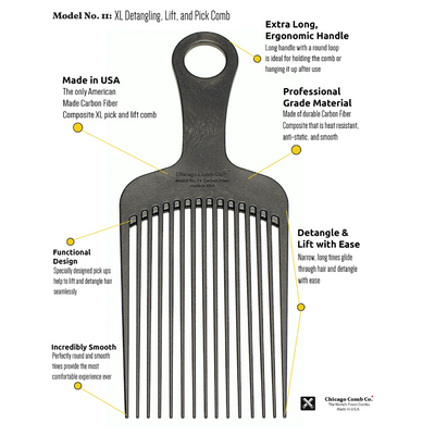 Chicago Comb No. 11 against a white background with benefits listed