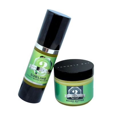 Johnnie Ray Legacy Sublime beard oil and beard butter on a white background