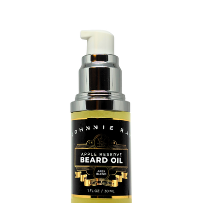 Bottle of Johnnie Ray Legacy Blend Apple Reserve Beard Oil Pump Top