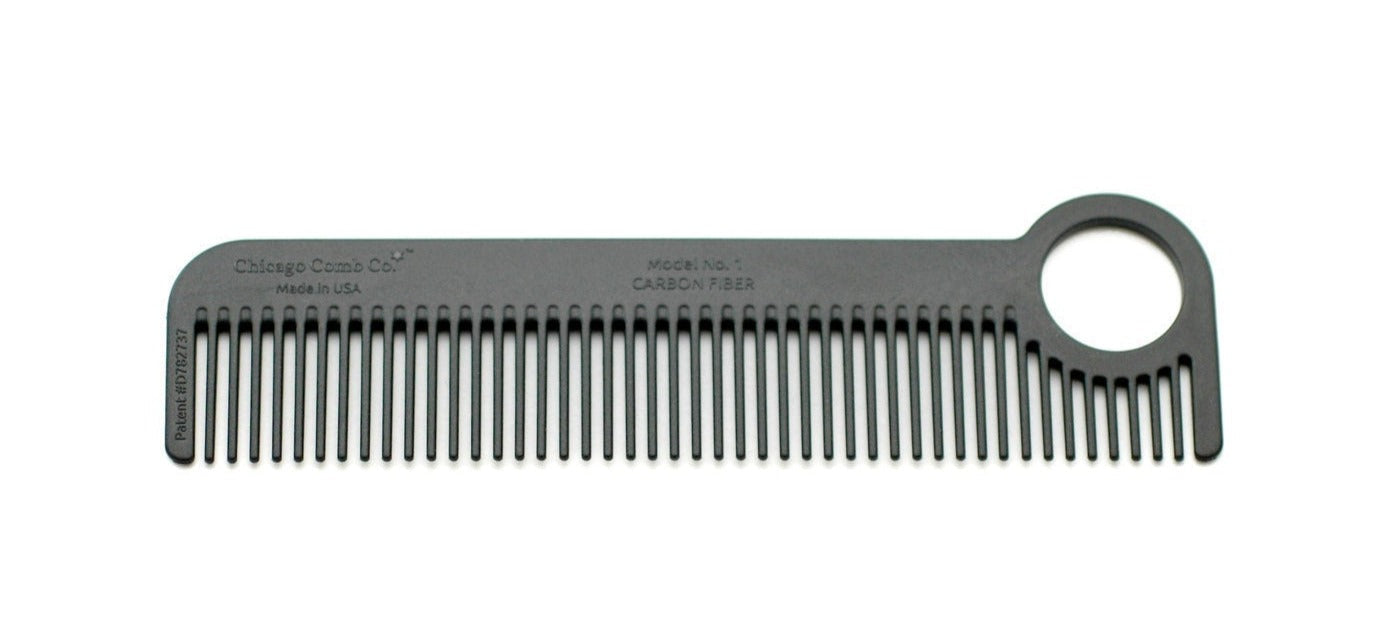 Black Chicago Comb Model 1 laid horizontally against a white background.
