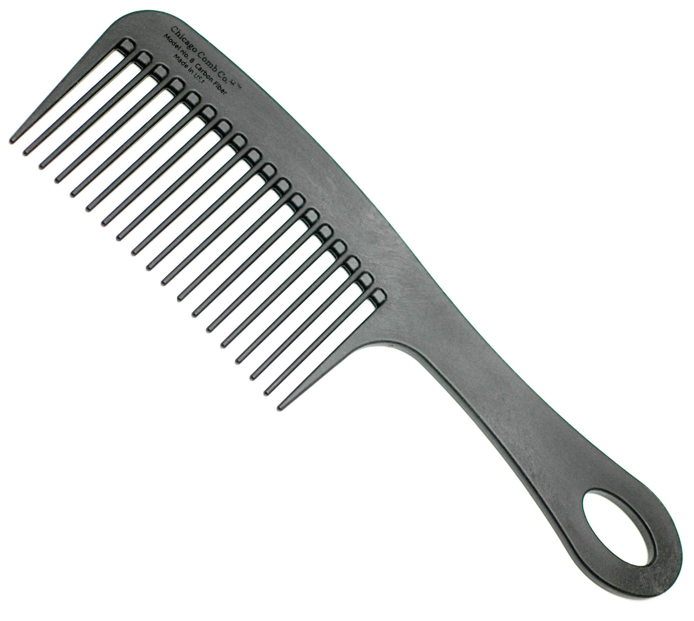 Black Chicago Comb Model 8 against white background.